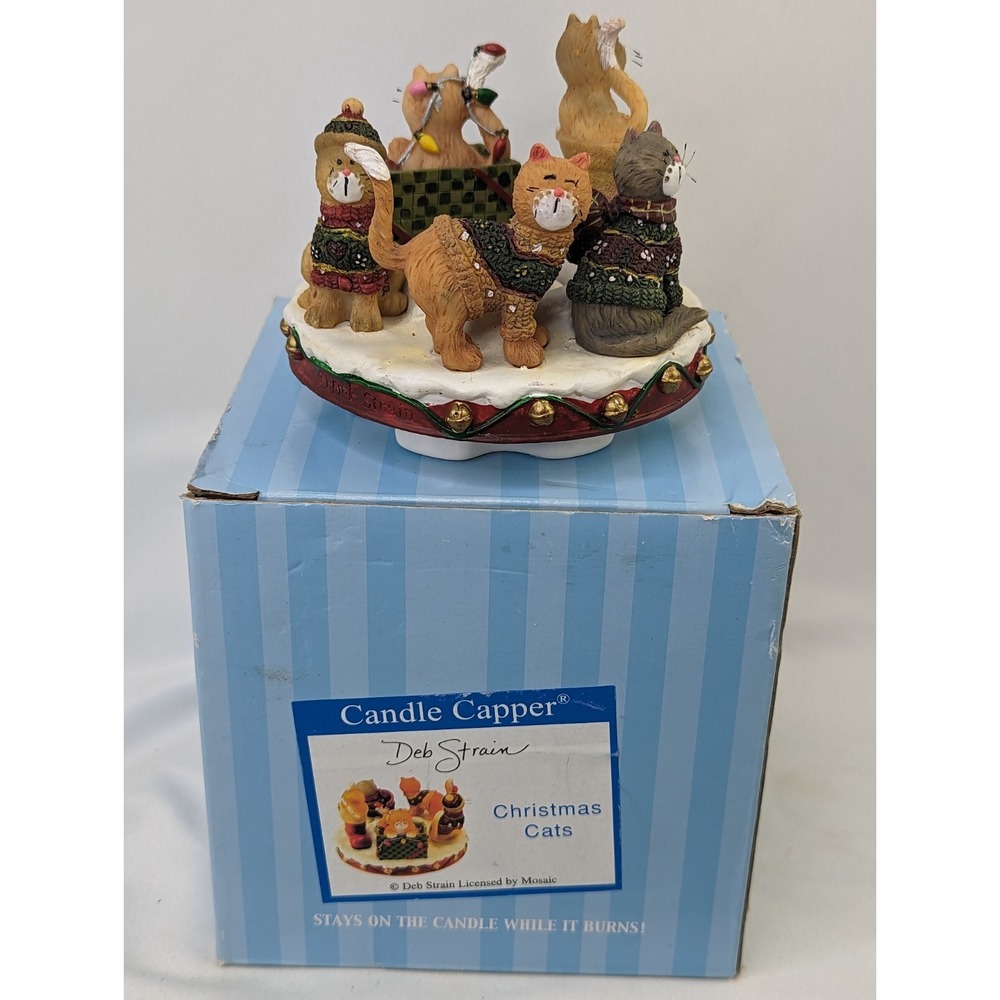 Deb Strain Candle Capper Christmas Cats 4 Inch Old Virginia